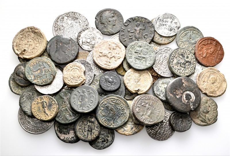 A lot containing 13 silver, 38 bronze coins and 6 lead seals. Includes: Roman Pr...