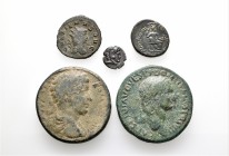 A lot containing 1 silver and 4 bronze coins. Includes: Greek, Roman Provincial and Roman Imperial. Fine to about very fine. LOT SOLD AS IS, NO RETURN...