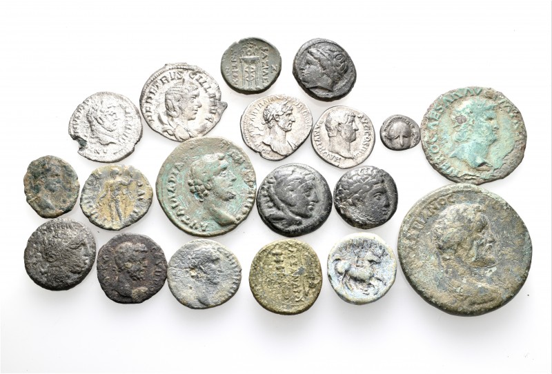 A lot containing 5 silver and 14 bronze coins. Includes: Greek and Roman. About ...