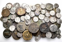 A lot containing 43 silver and 36 bronze coins. Includes: Celtic, Greek, Roman Provincial, Roman Republican. Roman Imperial (1 coin broken into two pa...