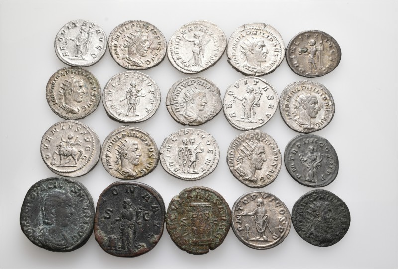 A lot containing 17 silver and 3 bronze coins. All: Roman Imperial. Fine to very...