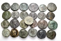 A lot containing 25 bronze coins. Includes: Roman Republican and Roman Imperial. Fine to very fine. LOT SOLD AS IS, NO RETURNS. 25 coins in lot.