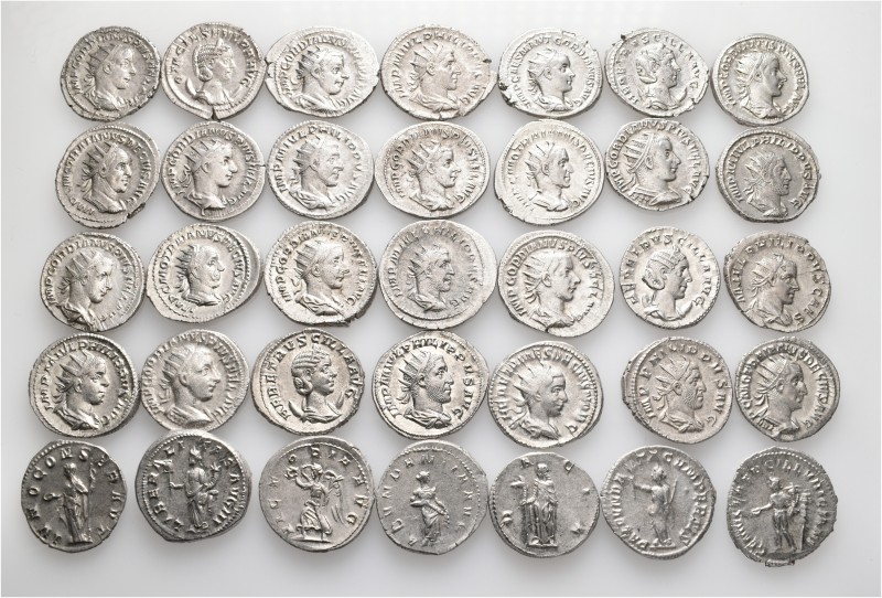 A lot containing 35 silver coins. Including: Antoniniani of Gordian III (12), Ph...