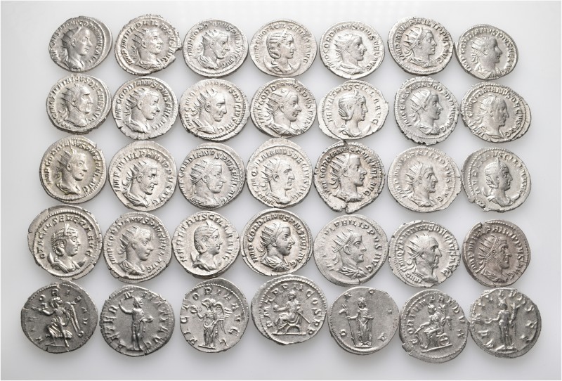 A lot containing 35 silver coins. Including: Antoniniani of Gordian III (13), Ph...