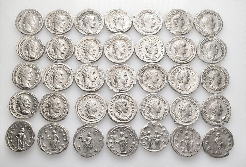 A lot containing 35 silver coins. Including: Antoniniani of Gordian III (13), Ph...