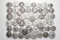 A lot containing 53 silver coins. All: Roman Imperial. Fine to very fine. LOT SOLD AS IS, NO RETURNS. 53 coins in lot.