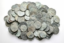 A lot containing 105 bronze coins. Includes: Roman Imperial. Fair to fine. LOT SOLD AS IS, NO RETURNS. 105 coins in lot.