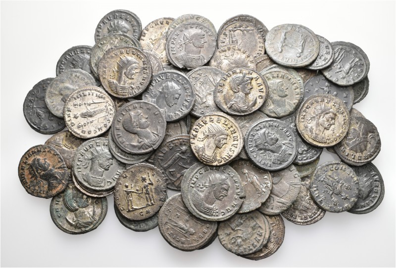 A lot containing 64 bronze coins. All: Aurelian and Severina. About very fine to...