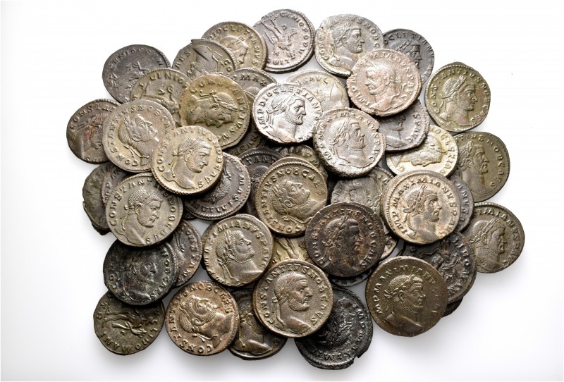 A lot containing 53 bronze coins. All: First Tetrarchy Folles from Treveri. Very...