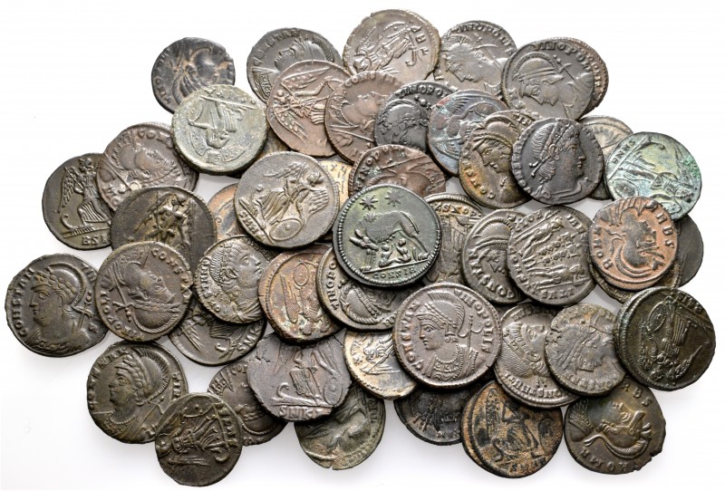A lot containing 50 bronze coins. All: Constantine I and commemorative series. A...