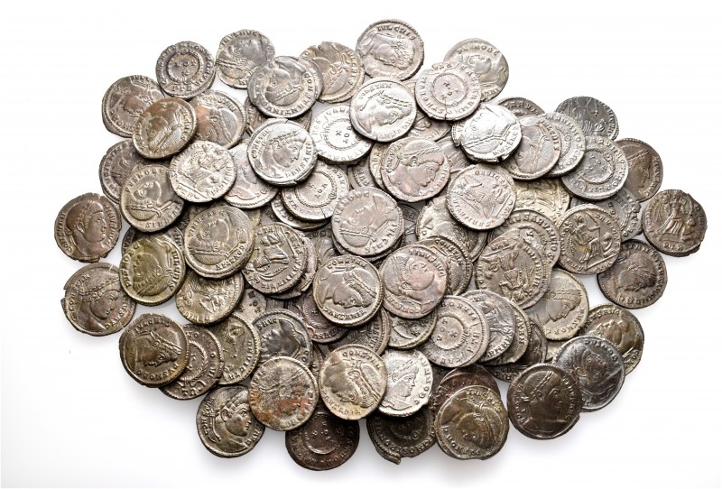 A lot containing 96 bronze coins. Includes: Constantine I and his family. Very f...
