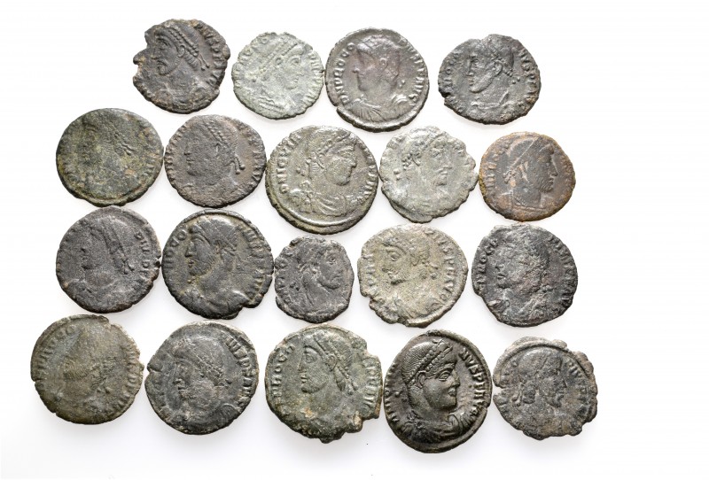 A lot containing 19 bronze coins. Includes: Jovian and Procopius. Fine to very f...