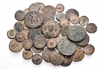A lot containing 46 bronze coins. Includes: Valentinian II and Gratian. About very fine to very fine. LOT SOLD AS IS, NO RETURNS. 46 coins in lot.

...