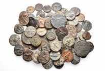 A lot containing 68 bronze coins. Includes: Theodosius II, Magnus Maximus and Vetranio. Fine to very fine. LOT SOLD AS IS, NO RETURNS. 68 coins in lot...