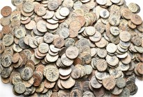 A lot containing 640 bronze coins. All: Roman Imperial. Fine to about very fine. LOT SOLD AS IS, NO RETURNS. 640 coins in lot.