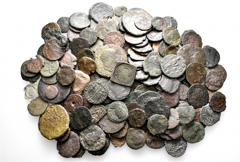 A lot containing 155 bronze coins. Includes: Roman Imperial, Byzantine and Medie...