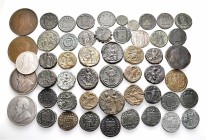 A lot containing 3 silver and 49 bronze coins. Includes: Greek, Roman Provincial, Roman Imperial and modern. Fine to very fine. LOT SOLD AS IS, NO RET...