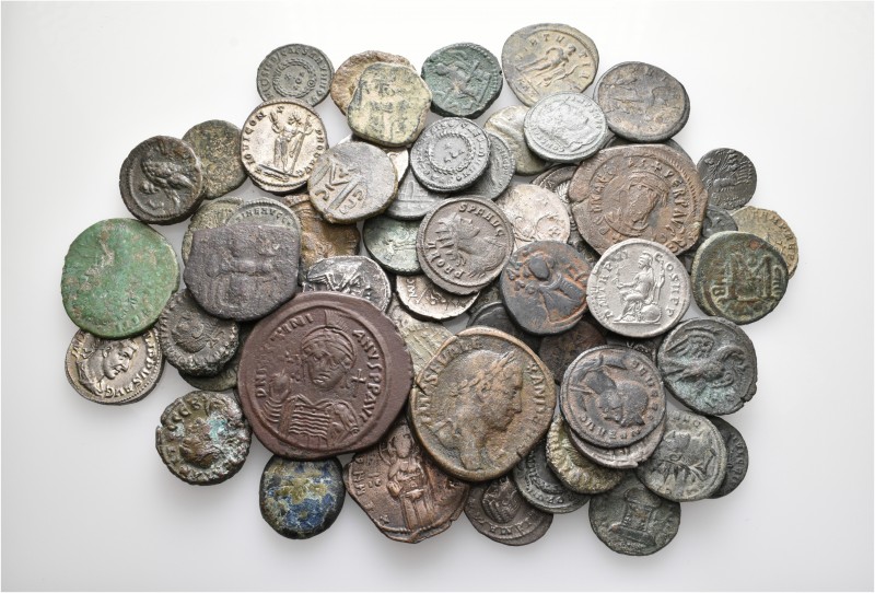 A lot containing 5 silver and 61 bronze coins. Includes: Roman Provincial, Roman...