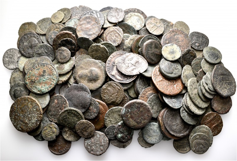 A lot containing 203 bronze coins. Includes: Greek, Roman Imperial, Byzantine. F...