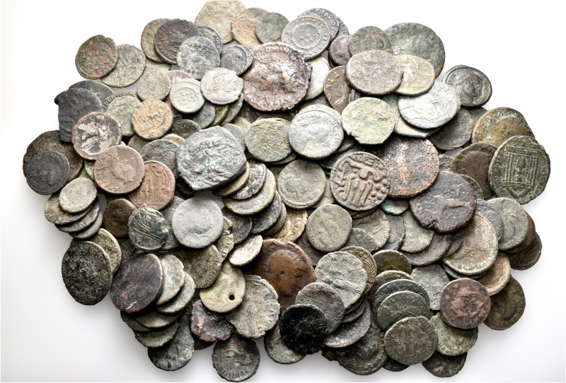 A lot containing 205 bronze coins. Includes: Greek, Roman Imperial, Byzantine. F...