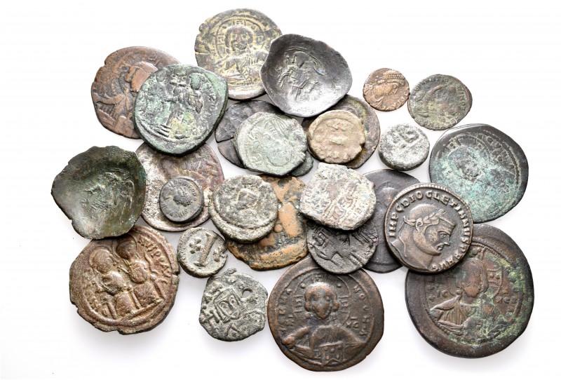 A lot containing 27 bronze coins. Includes: Roman Imperial and Byzantine. Fine t...