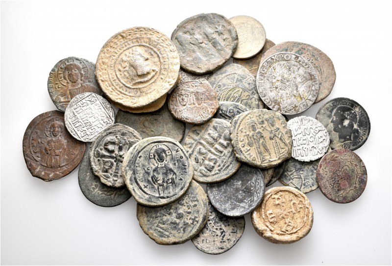 A lot containing 4 silver, 27 bronze coins and 2 lead seals. Includes: Byzantine...