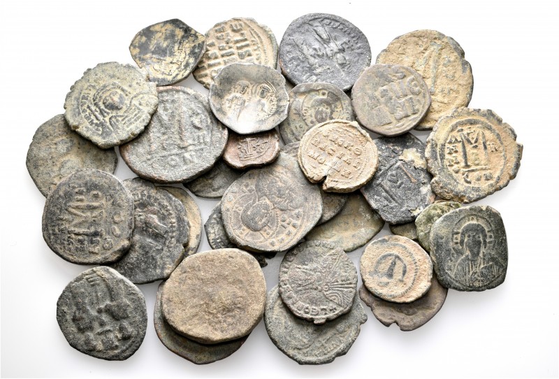 A lot containing 32 bronze coins and 2 lead seals. All: Byzantine. Fine to about...