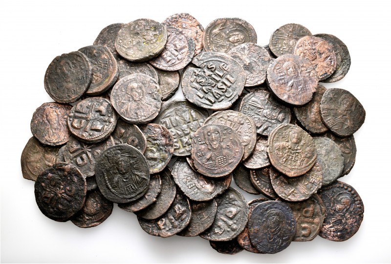 A lot containing 61 bronze coins. All: Byzantine. Fine to very fine. Harshly cle...