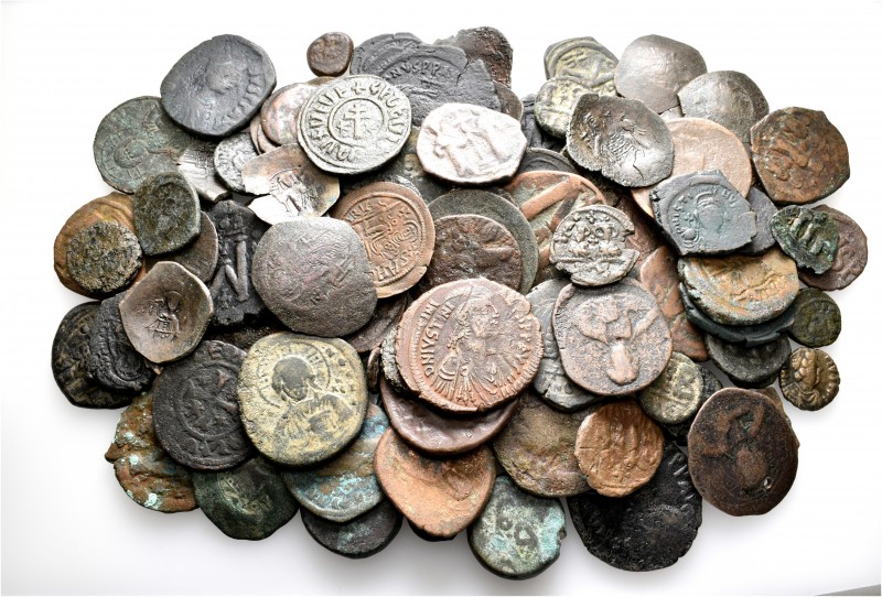 A lot containing 107 bronze coins. Includes: Byzantine, early Medieval and Islam...
