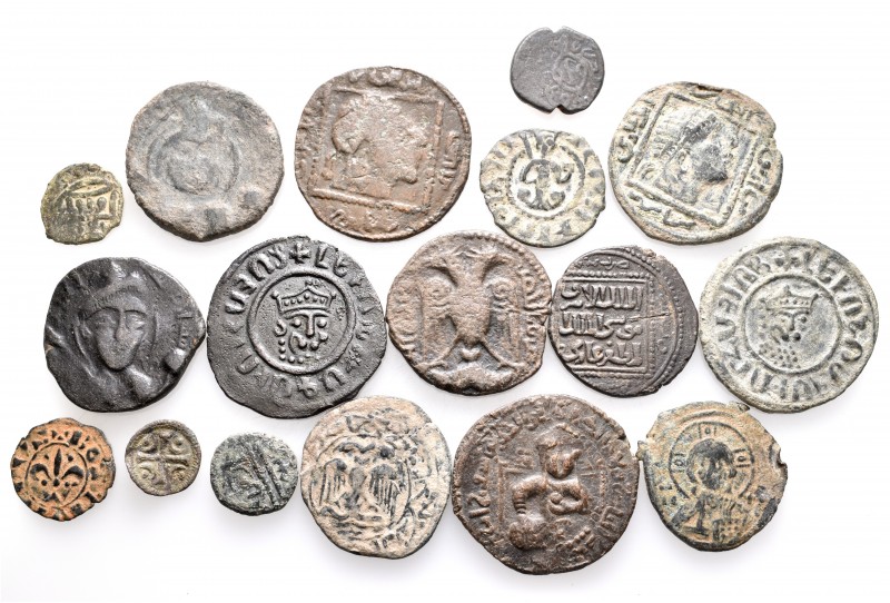 A lot containing 17 bronze coins. Includes: Early Medieval and Islamic. Fine to ...