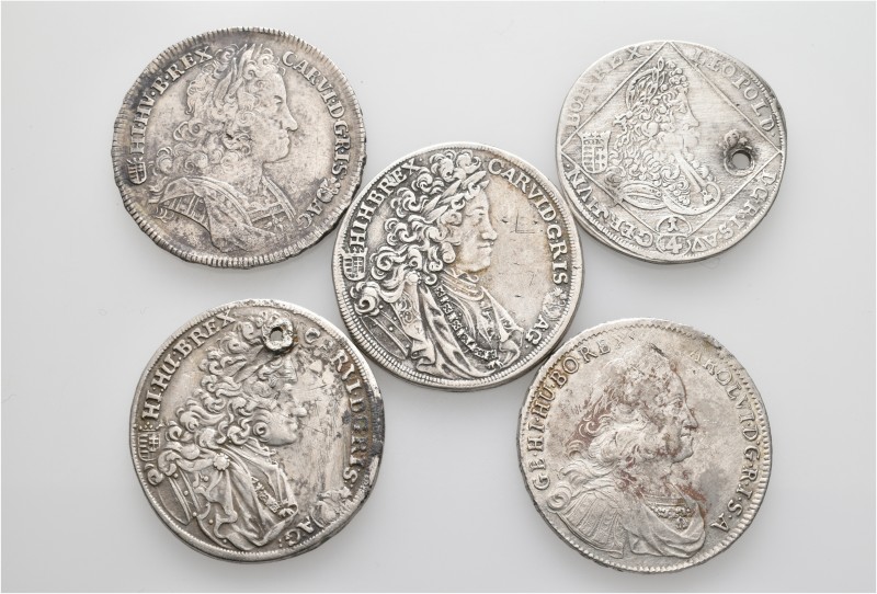 A lot containing 5 silver coins. All: Habsburg. About Fine to about very fine. L...