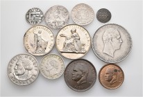 A lot containing 8 silver and 3 bronze coins. All: Modern. About very fine to about extremely fine. LOT SOLD AS IS, NO RETURNS. 11 coins in lot.