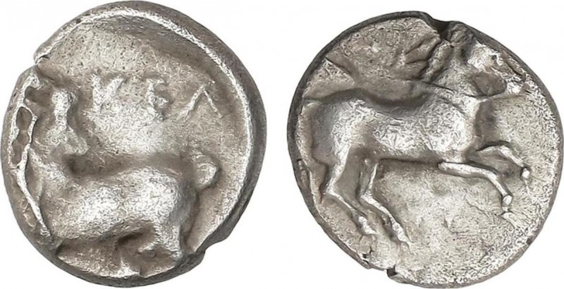 Ancient Greece
Óbolo. 440-400 a.C. KELENDERIS. CILICIA. Anv.: Prótomo de Pegaso ...