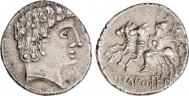 Celtiberian Coins
Denario. 120-20 a.C. ICALCUSCEN (INIESTA, Cuenca). Anv.: Cabeza imberbe. Rev.: Jinete con rodela y clámide llevando un segundo cabal...