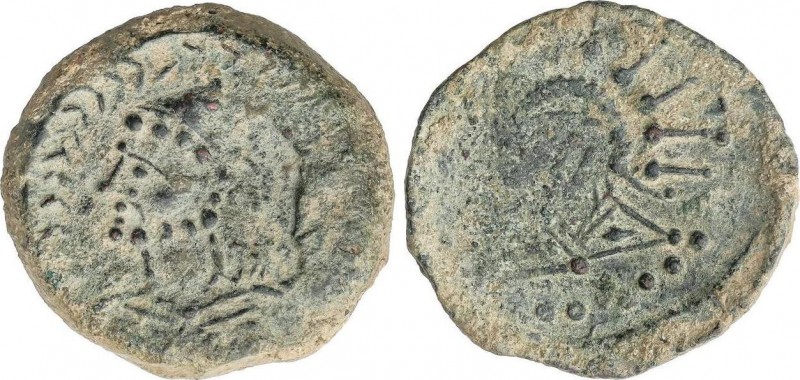 Celtiberian Coins
As. MALACA (MÁLAGA). Anv.: Cabeza de Vulcano con birrete cónic...