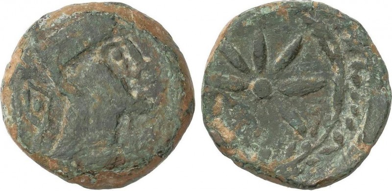 Celtiberian Coins
Semis. MALACA (MÁLAGA). Anv.: Cabeza de Vulcano a derecha, det...