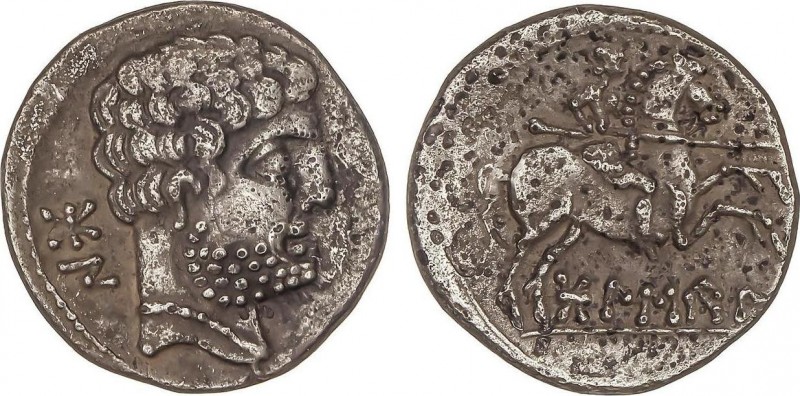 Celtiberian Coins
Denario. 180-20 a.C. BOLSCAN (HUESCA). Anv.: Cabeza barbada a ...