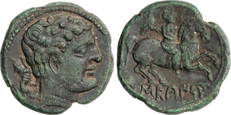 Celtiberian Coins
As. 120-20 a.C. SECAISA (BELMONTE, Zaragoza). Anv.: Cabeza mas...