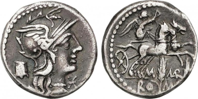 Roman Coins
Republic
Denario. 134 a.C. MARCIA-8. M. Marcius Mn. F. Rev.: Victori...