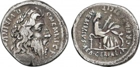 Roman Coins
Republic
Denario. 56 a.C. MEMMIA-9. C. Memmius C. f. Anv.: C. MEMMI. C.F. QVIRINVS. Cabeza laureada de Romulus a derecha. 3,64 grs. AR. (G...