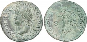Roman Coins
Empire
As. Acuñada el 66 d.C. NERÓN. Anv.: IMP. NERO CAESAR AVG. P. MAX. TR. P. P. P. Cabeza laureada a izquierda. Rev.: VICTORIA AVGVSTI ...