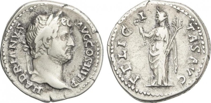 Roman Coins
Empire
Denario. Acuñada el 134-138 d.C. ADRIANO. Anv.: HADRIANVS AVG...