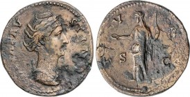 Roman Coins
Empire
Sestercio. Acuñada posterior al 141 d.C. FAUSTINA MADRE. Anv.: DIVA FAVSTIN(A). Busto drapeado a derecha. Rev.: IVNO S. C. Juno dia...