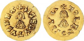 Visigothic Coins
Triente. SISEBUTO (612-621 d.C.). TOLETO (Carthaginensis). 1,43 grs. AU. Miles-183a ; VCC-229. EBC-. 