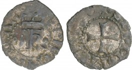 Medieval Coins
Kingdom of Navarra
Cornado. CATALINA y JUAN. Anv.: IOH(...)KAT. IK coronadas entre círculos. La corona corta la leyenda. Rev.: ¶SIT.NOM...