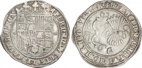 Spanish Monarchy
Ferdinand and Isabella
1 Real. GRANADA. Anv.: o - Escudo - o. Rev.: G gótica en campo. 7 flechas. 3,34 grs. AC-360. EBC-. 