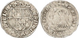 Spanish Monarchy
Ferdinand and Isabella
1 Real. GRANADA. Anv.: Escudo entre cruces latinas. Rev.: G en campo. 7 flechas. 2,93 grs. (Acuñación algo flo...