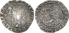 Spanish Monarchy
Ferdinand and Isabella
1 Real. GRANADA. Anv.: R a la izquierda del escudo. Rev.: G en campo. 6 flechas. 3,37 grs. Pátina oscura. AC-3...
