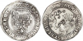 Spanish Monarchy
Ferdinand and Isabella
1 Real. SEGOVIA. Anv.: Sin marcas. Rev.: Cruz patada en leyenda. Acueducto - F. 6 flechas. 3,37 grs. AC-391. M...