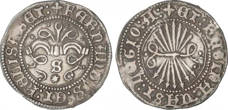 Spanish Monarchy
Ferdinand and Isabella
1/2 Real. SEVILLA. Anv.: S / ¶y 8 puntos...